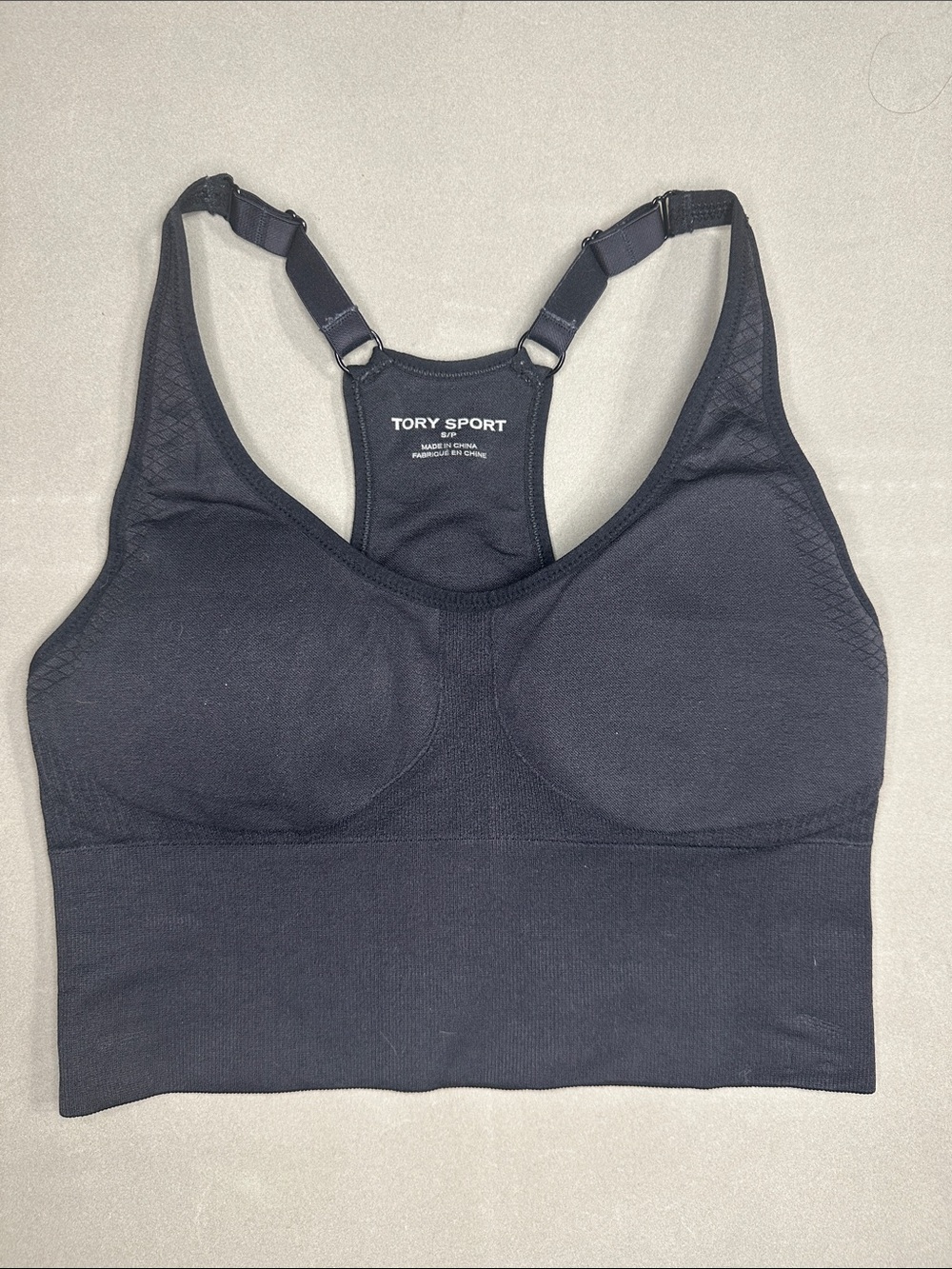 Tory Sport Black Seamless Adjustable Racerback Bralette S